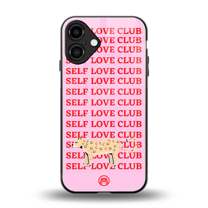 self love club back phone cover | glass case for iphone 16 plus