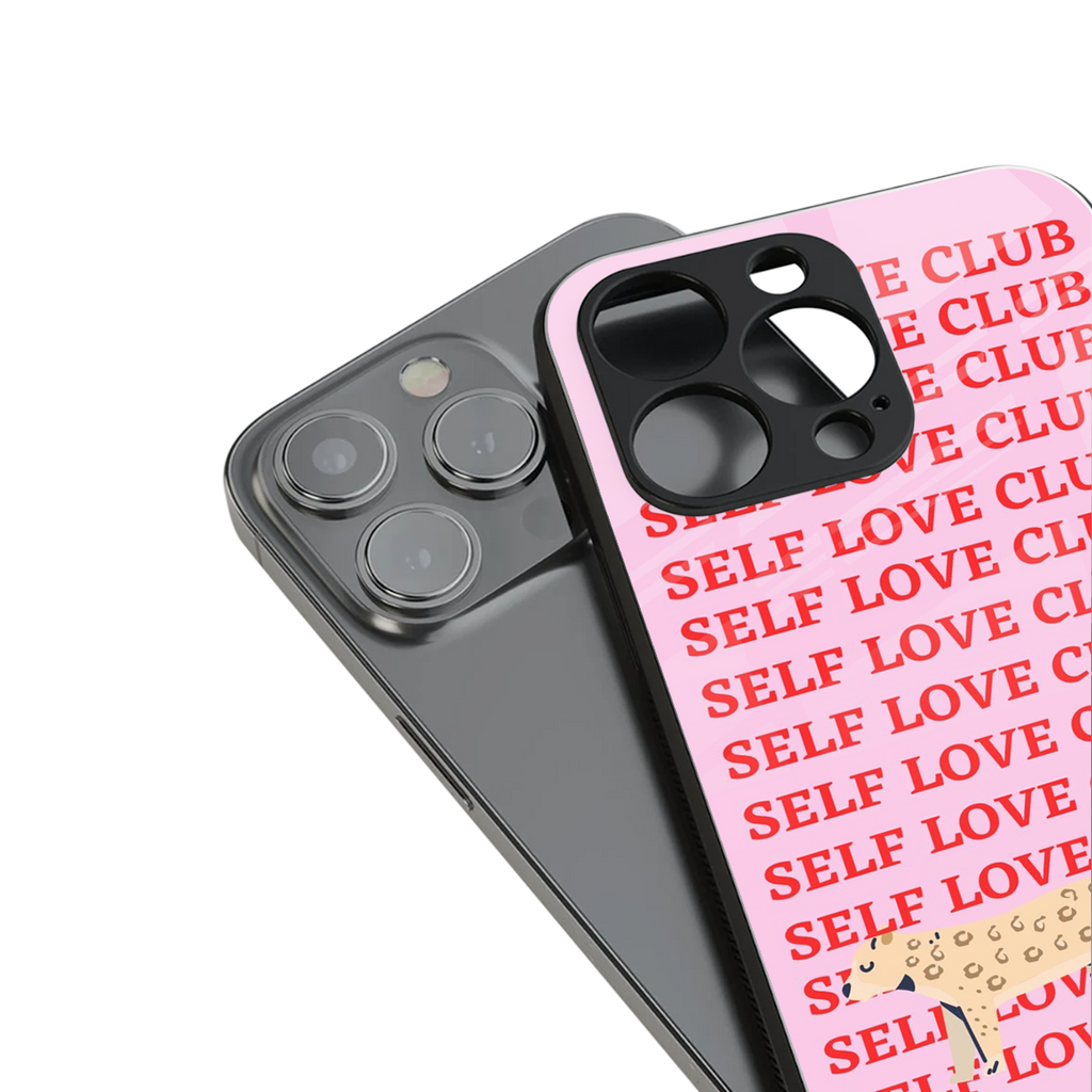 self love club back phone cover | glass case for iphone 14 plus
