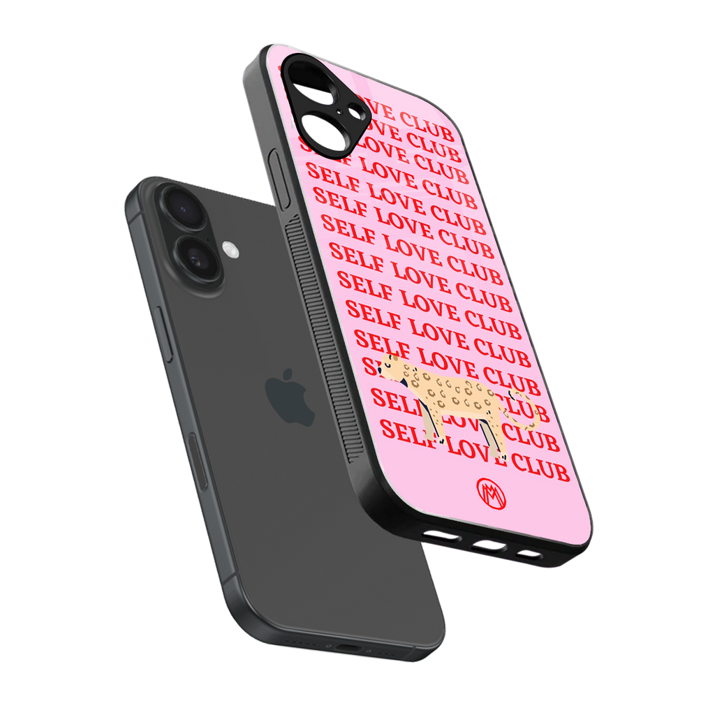 self love club back phone cover | glass case for iphone 16