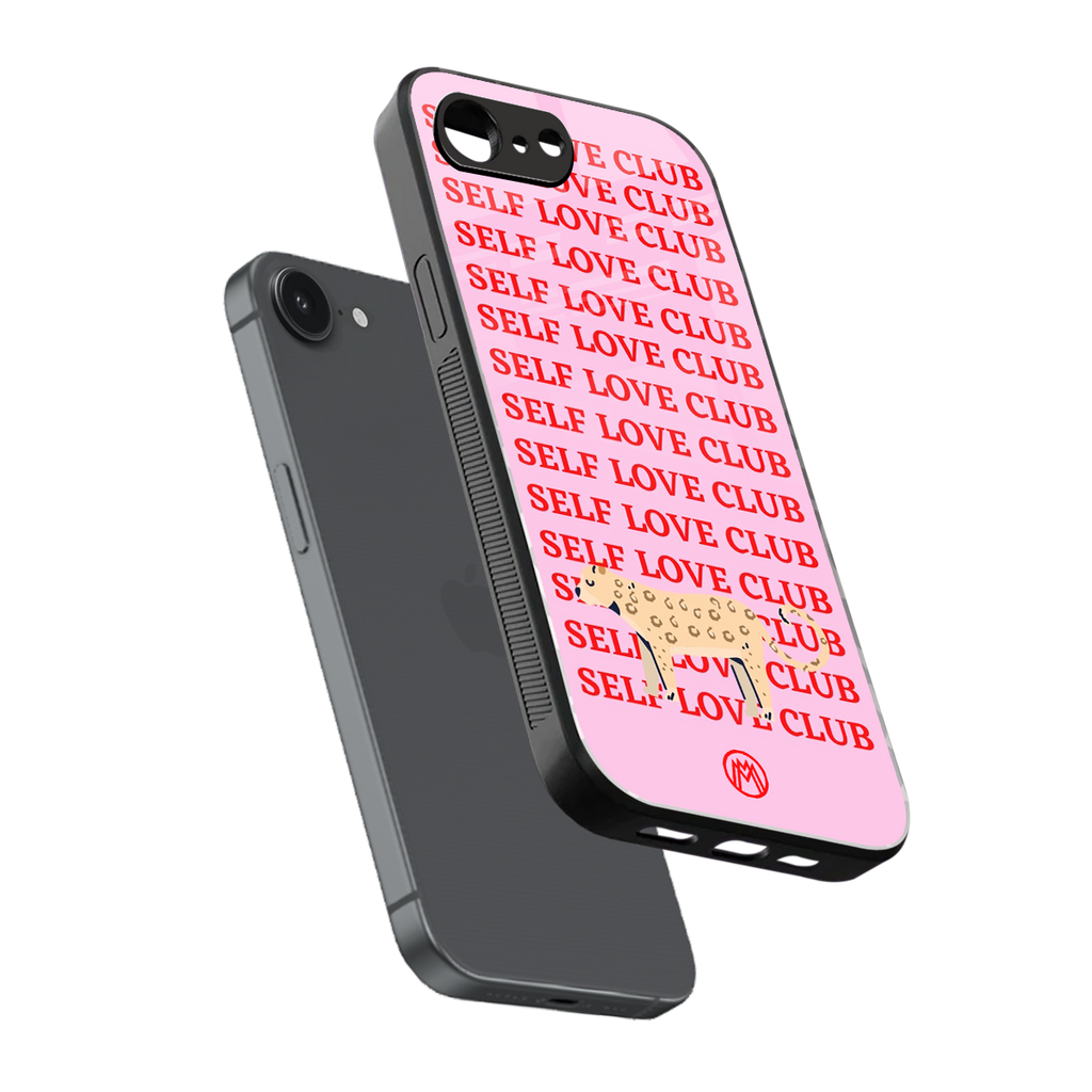 self love club back phone cover | glass case for iphone 16e