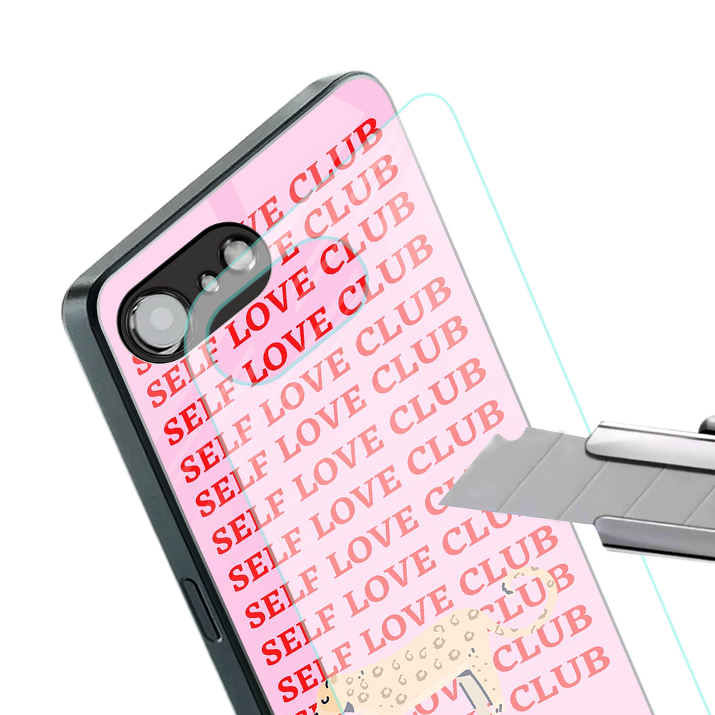 self love club back phone cover | glass case for iphone 16e