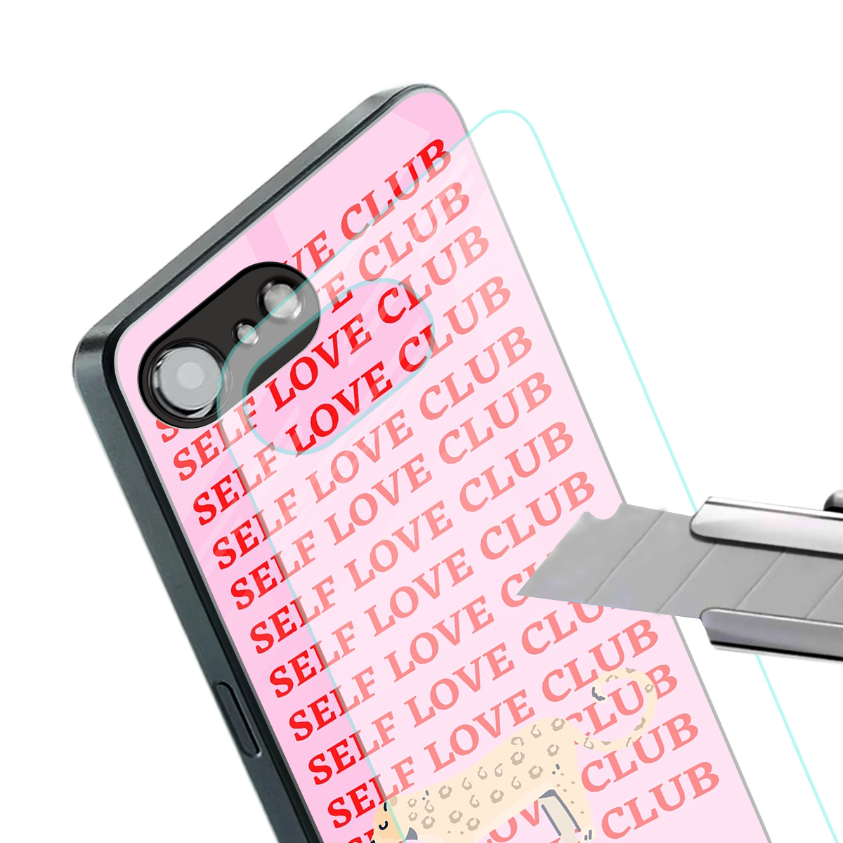 self love club back phone cover | glass case for iphone 16e