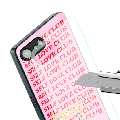 self love club back phone cover | glass case for iphone 16e