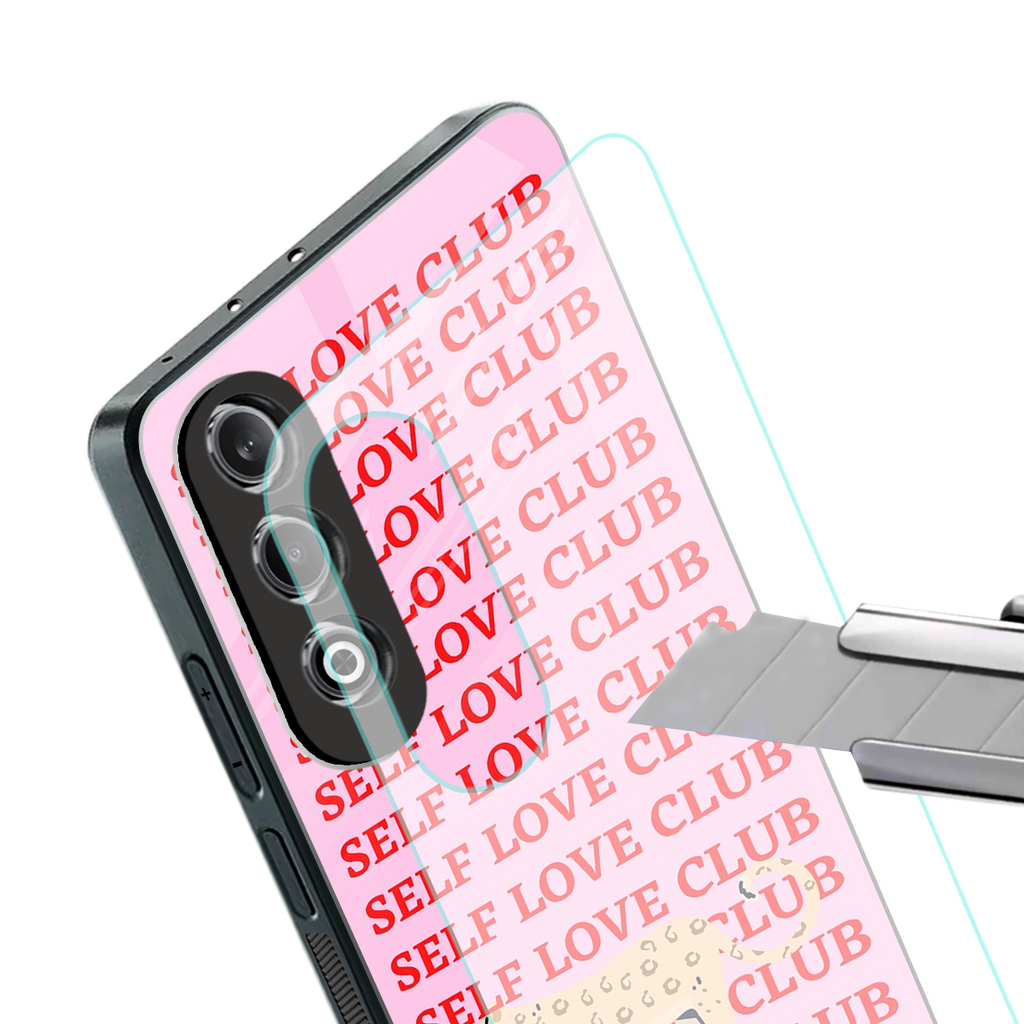 self love club back phone cover | glass case for oneplus nord ce 4