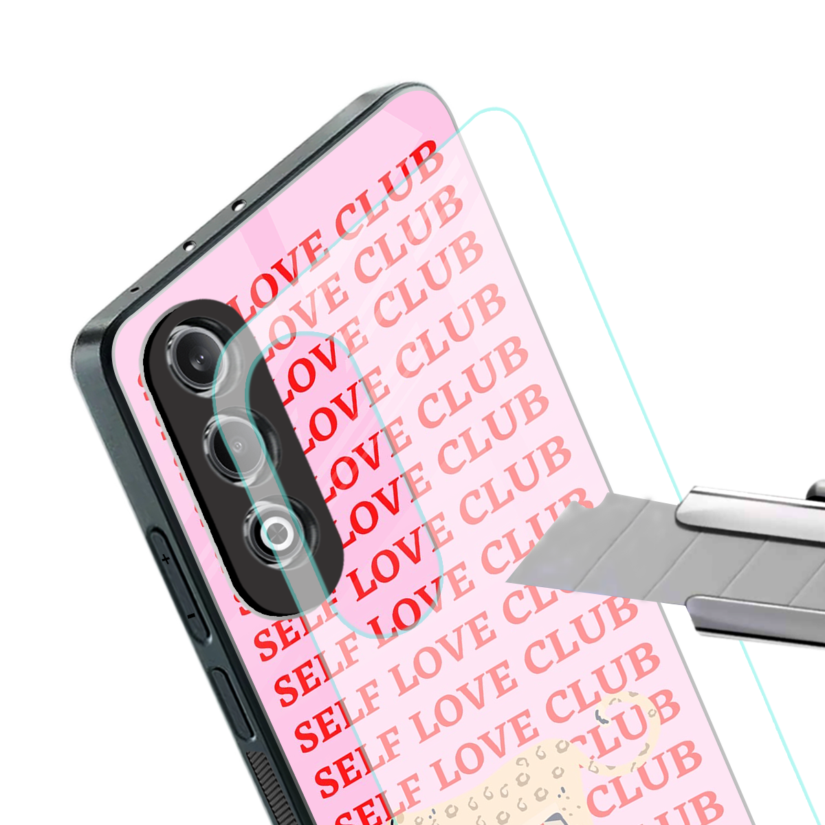 self love club back phone cover | glass case for oneplus nord ce 4