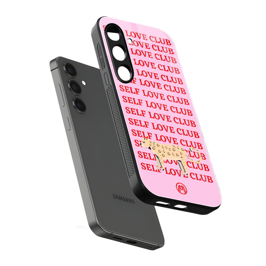 self love club back phone cover | glass case for samsung galaxy s24 fe