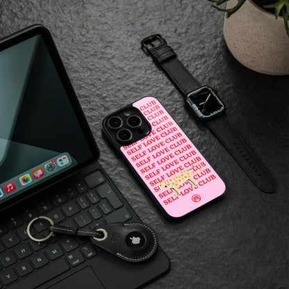 self love club back phone cover | glass case for iphone 16 pro