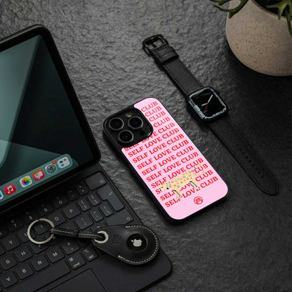 self love club back phone cover | glass case for iphone 16e