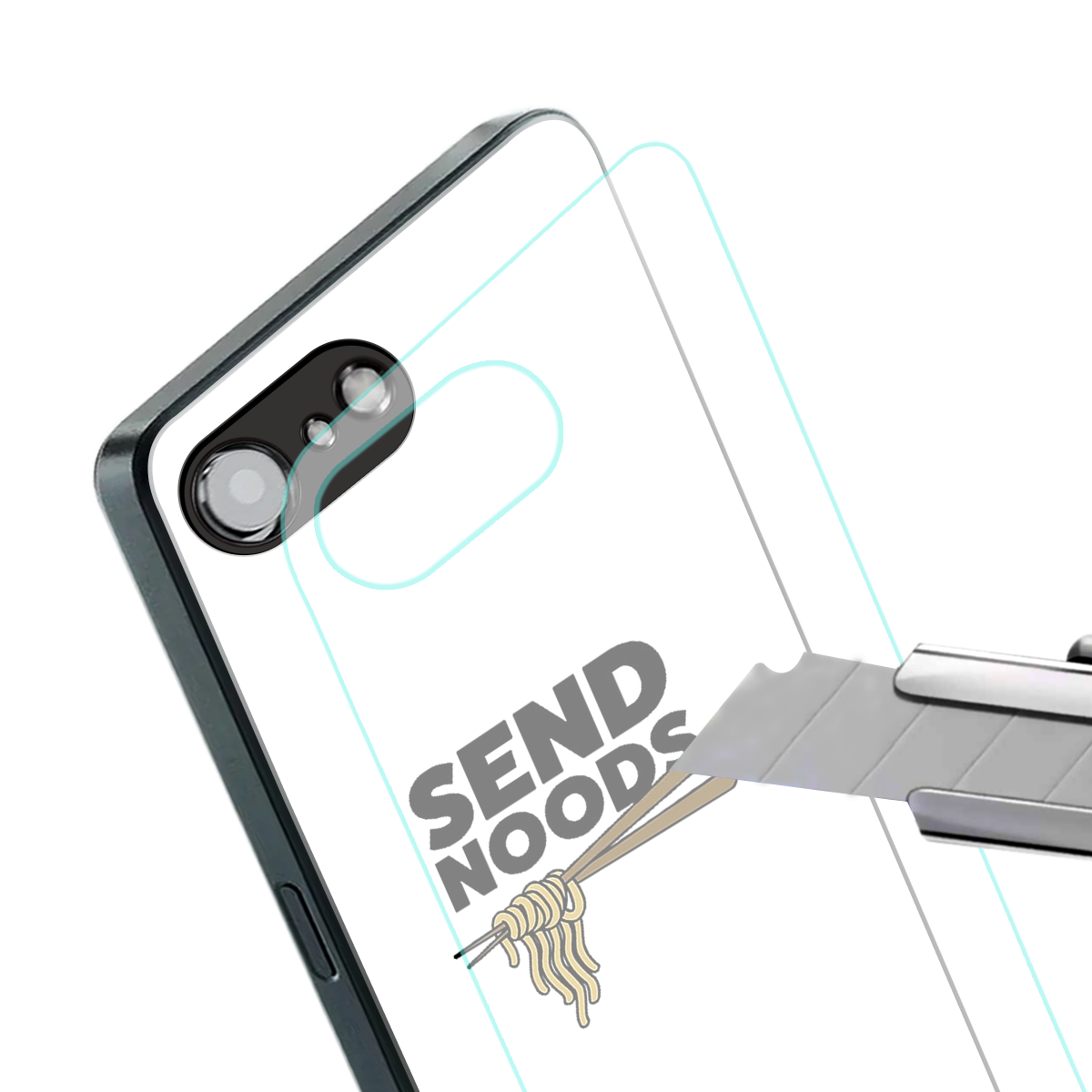 send noods back phone cover | glass case for iphone 16e
