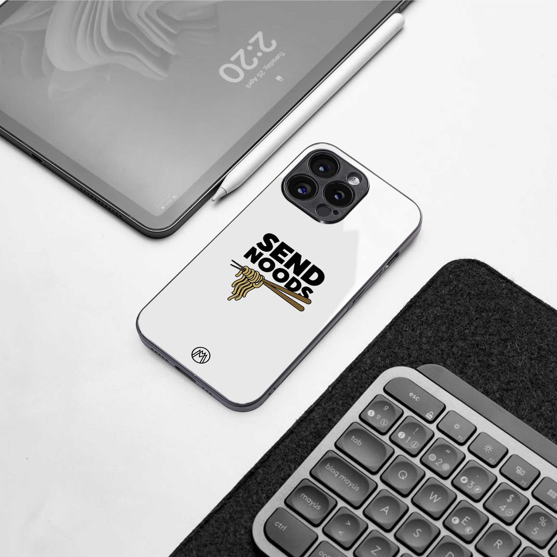 send noods back phone cover | glass case for iphone 16e