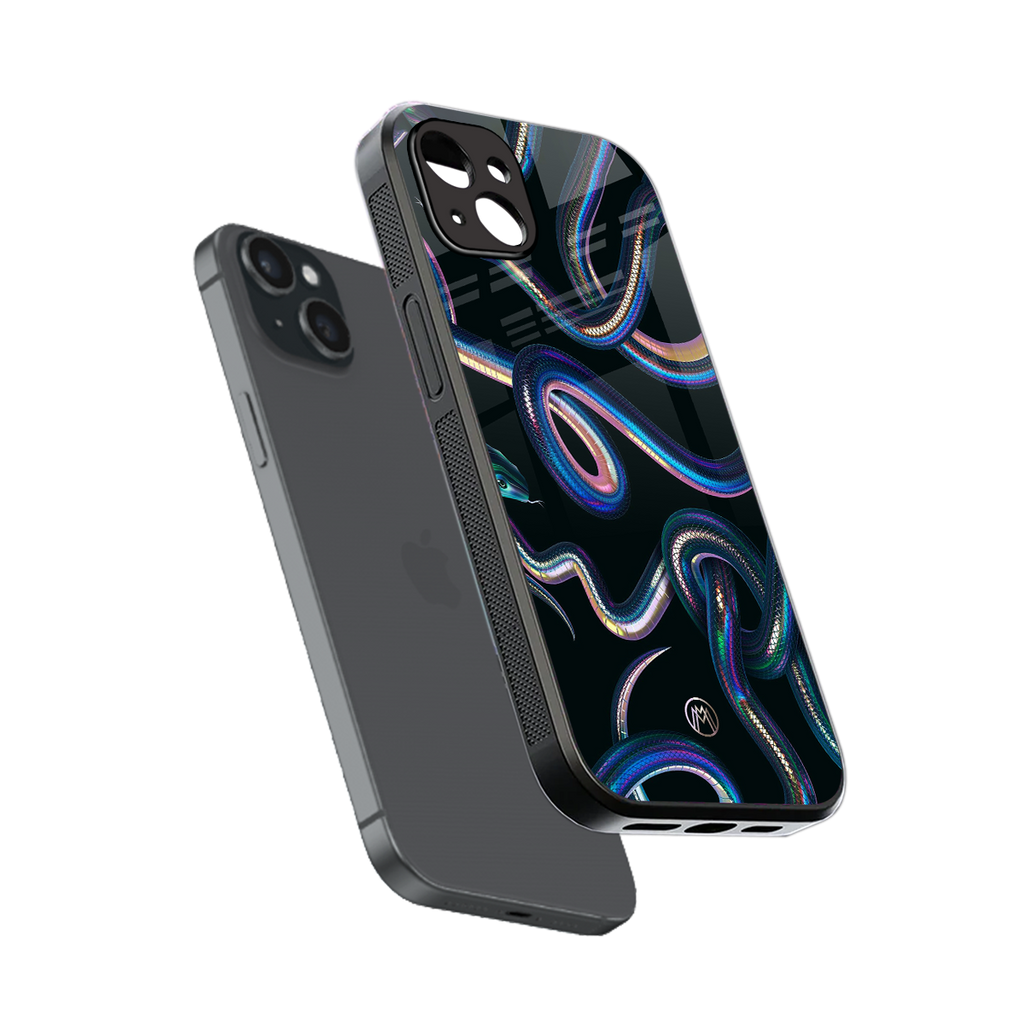 serpent back phone cover | glass case for iphone 15 plus