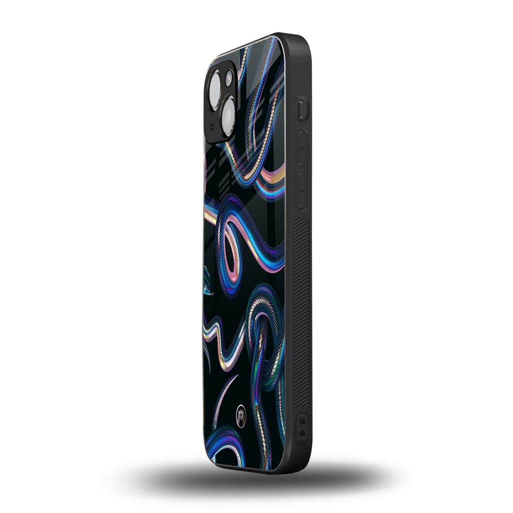 serpent back phone cover | glass case for iphone 15 plus