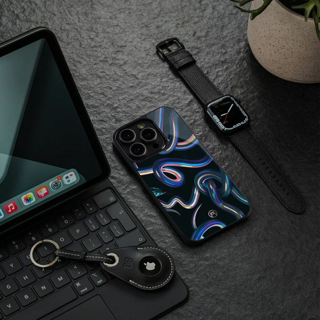 serpent back phone cover | glass case for iphone 15 plus