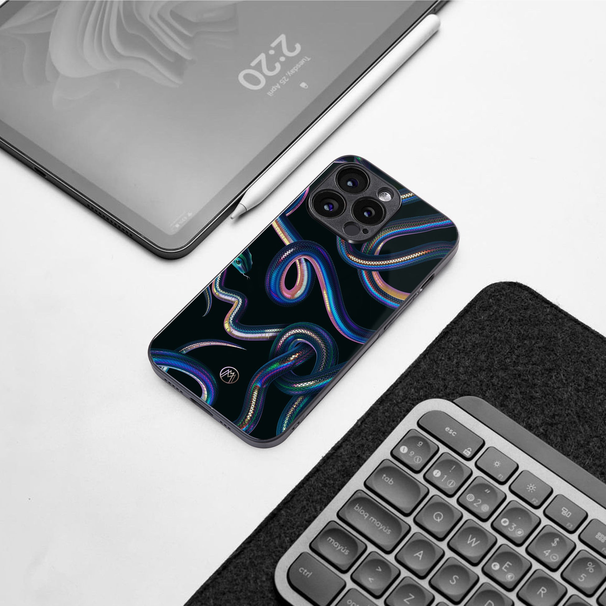 serpent back phone cover | glass case for google pixel 8 pro