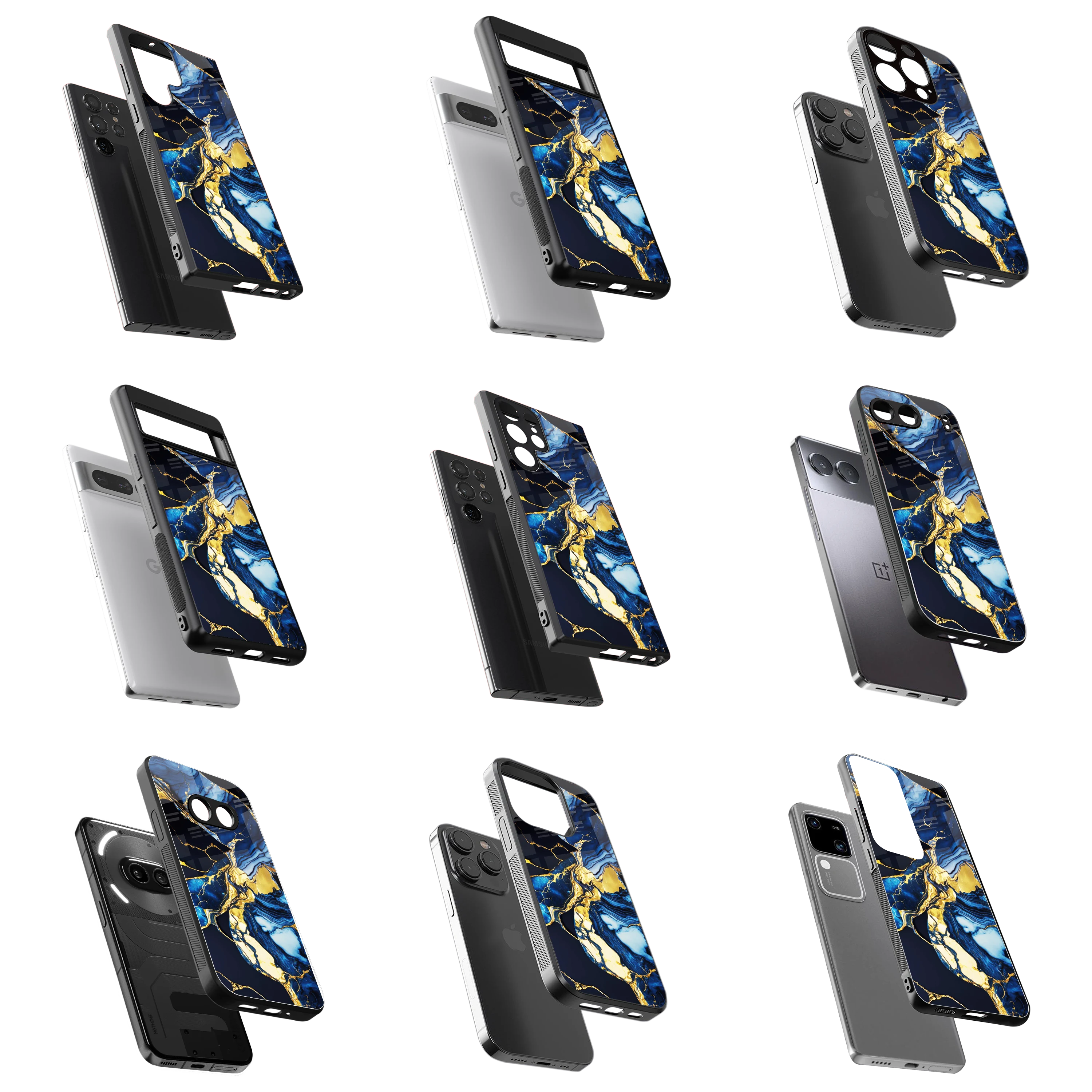 Durable Glass Back Mobile Case for iPhone, Samsung, OnePlus, Google Pixel, Redmi, Vivo, Oppo