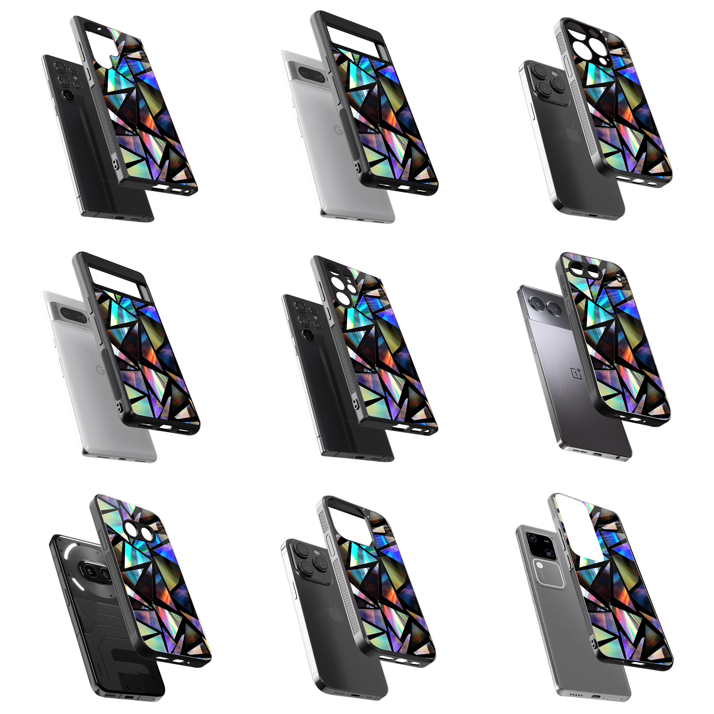 Durable Glass Back Mobile Case for iPhone, Samsung, OnePlus, Google Pixel, Redmi, Vivo, Oppo