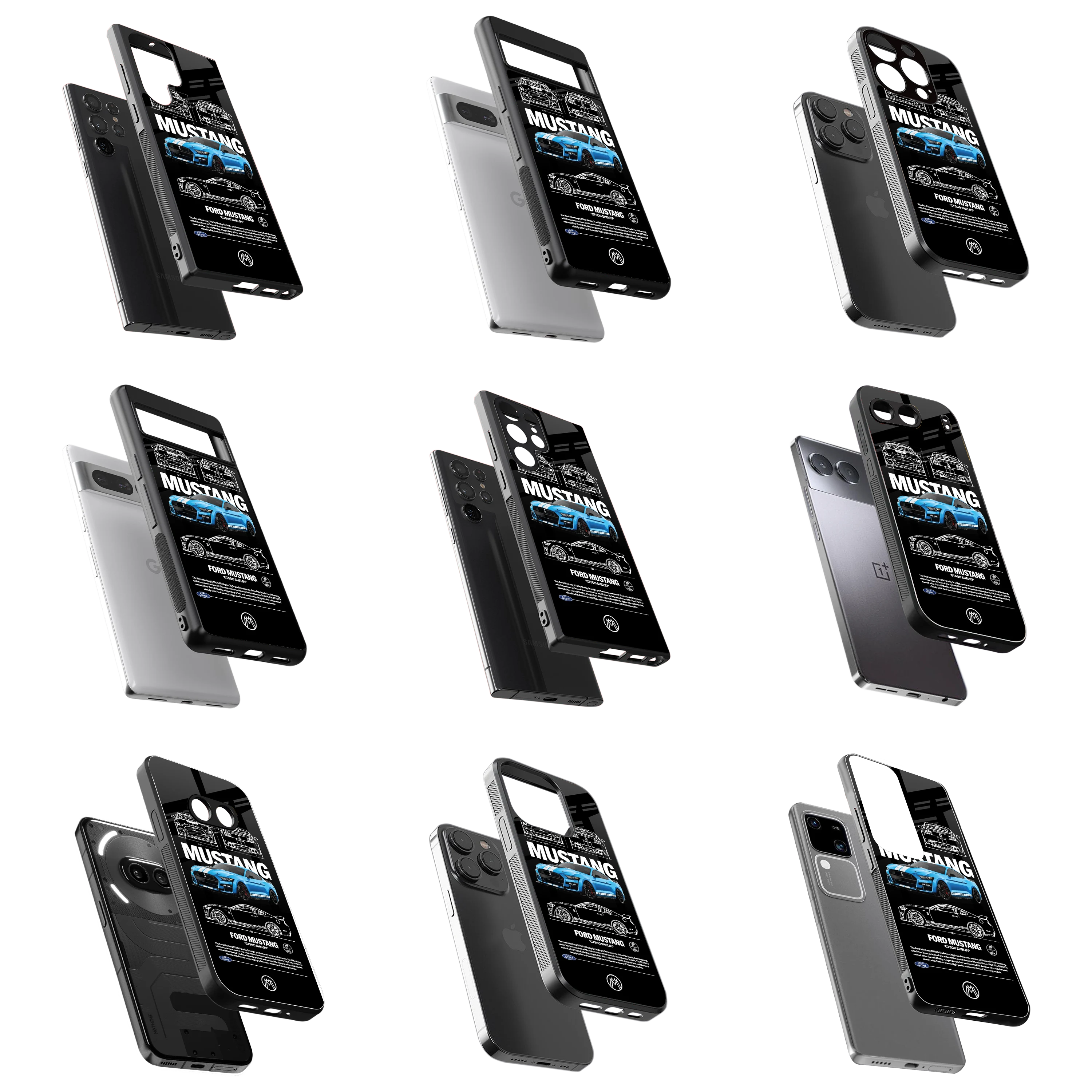 Durable Glass Back Mobile Case for iPhone, Samsung, OnePlus, Google Pixel, Redmi, Vivo, Oppo