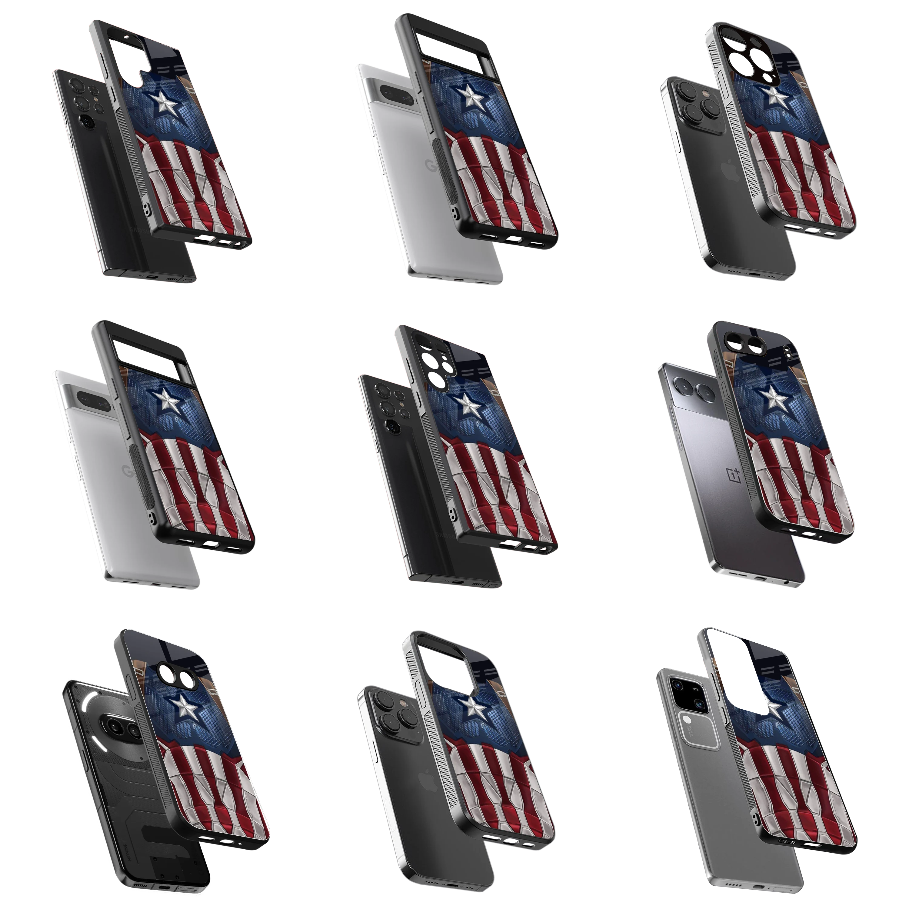 Durable Glass Back Mobile Case for iPhone, Samsung, OnePlus, Google Pixel, Redmi, Vivo, Oppo