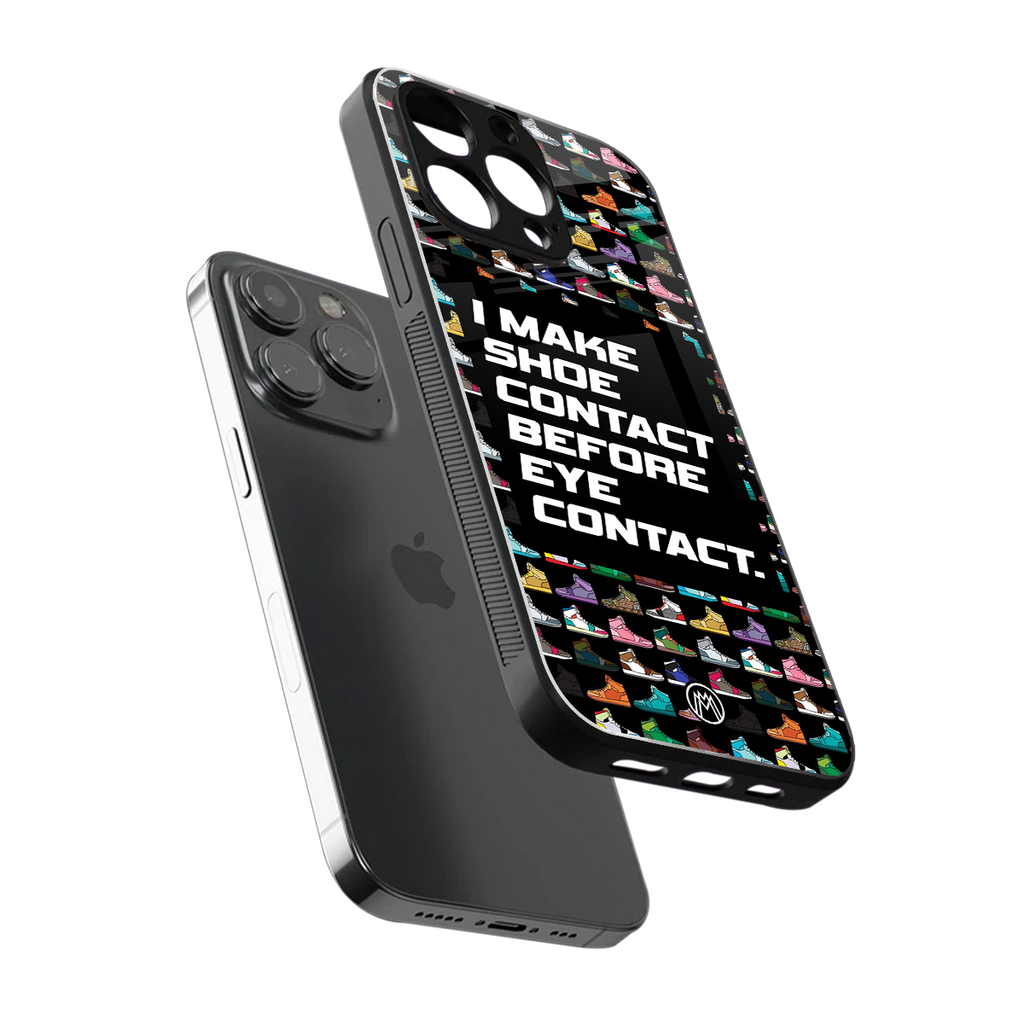 shoe contact back phone cover | glass case for iphone 13 pro