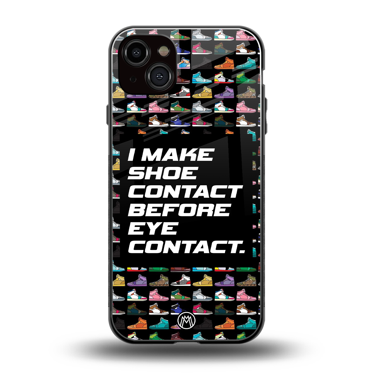 shoe contact back phone cover | glass case for iphone 15 plus