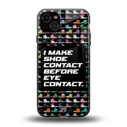 shoe contact back phone cover | glass case for iphone 15 plus
