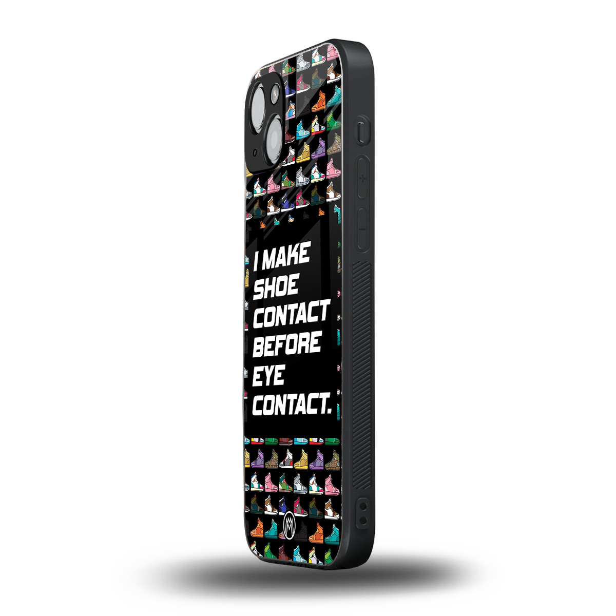 shoe contact back phone cover | glass case for iphone 14 plus