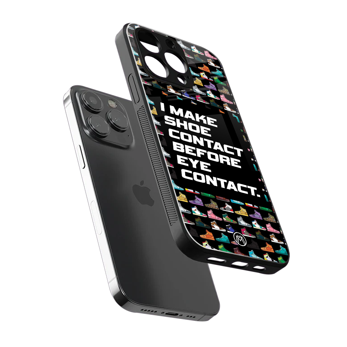 shoe contact back phone cover | glass case for iphone 15 pro max