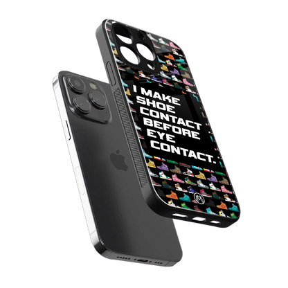 shoe contact back phone cover | glass case for iphone 14 pro max