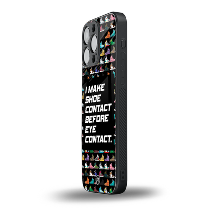 shoe contact back phone cover | glass case for iphone 14 pro max