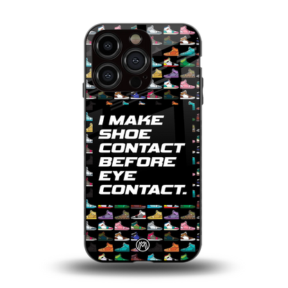 shoe contact back phone cover | glass case for iphone 15 pro