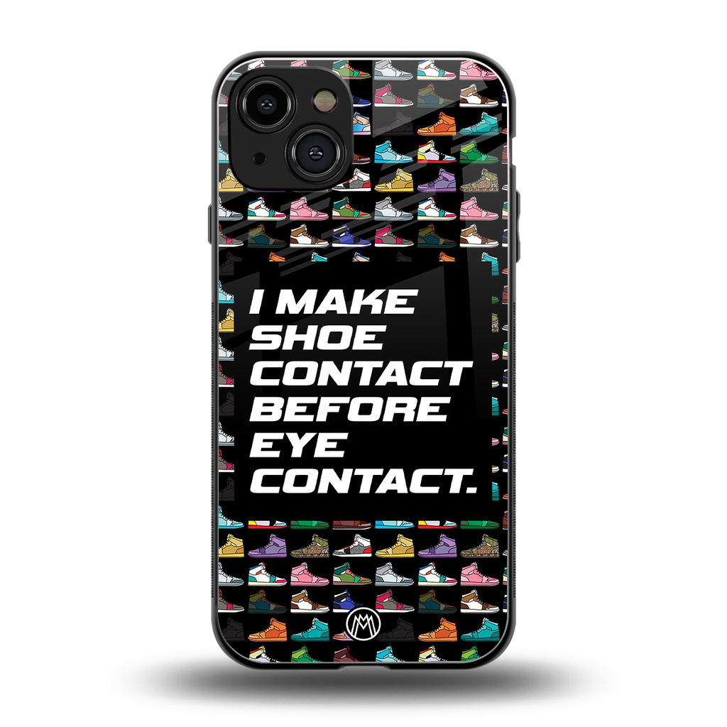 shoe contact back phone cover | glass case for iphone 15