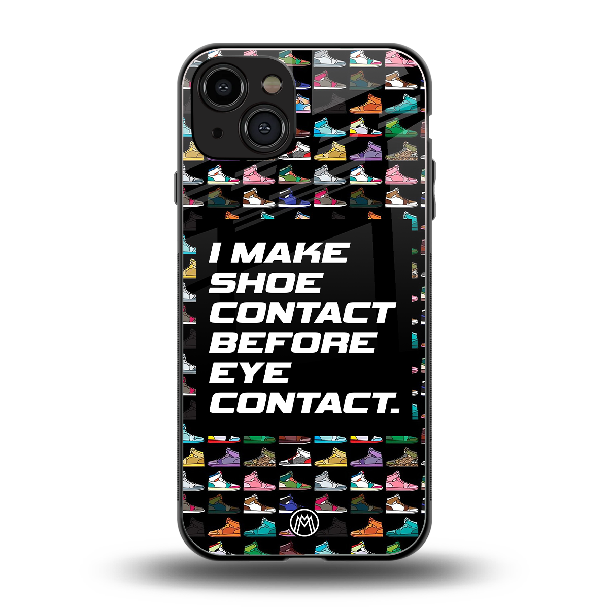 shoe contact back phone cover | glass case for iphone 15