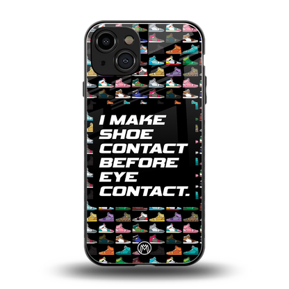 shoe contact back phone cover | glass case for iphone 15