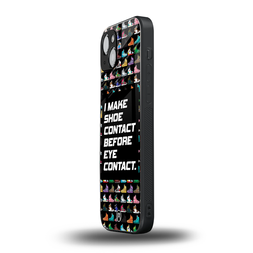 shoe contact back phone cover | glass case for iphone 15