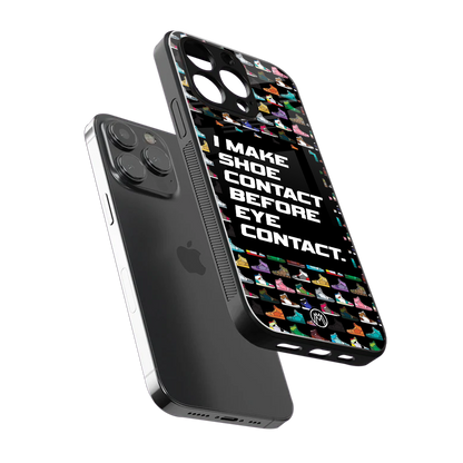 shoe contact back phone cover | glass case for iphone 15 pro