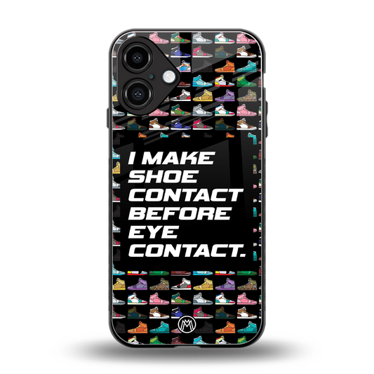 shoe contact back phone cover | glass case for iphone 16 plus