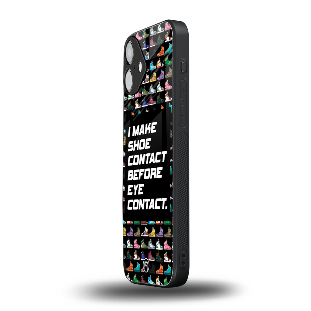 shoe contact back phone cover | glass case for iphone 16 plus