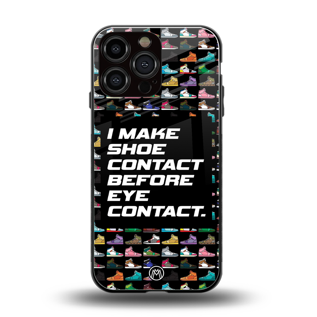 shoe contact back phone cover | glass case for iphone 16 pro max