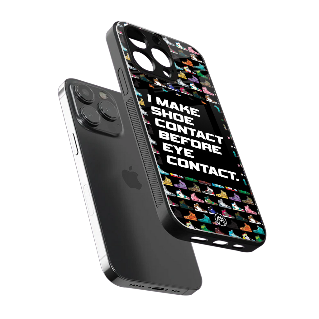 shoe contact back phone cover | glass case for iphone 16 pro max