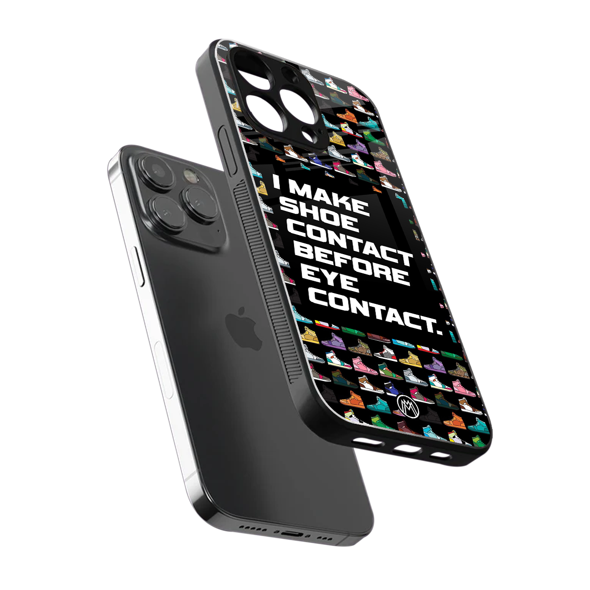 shoe contact back phone cover | glass case for iphone 16 pro max
