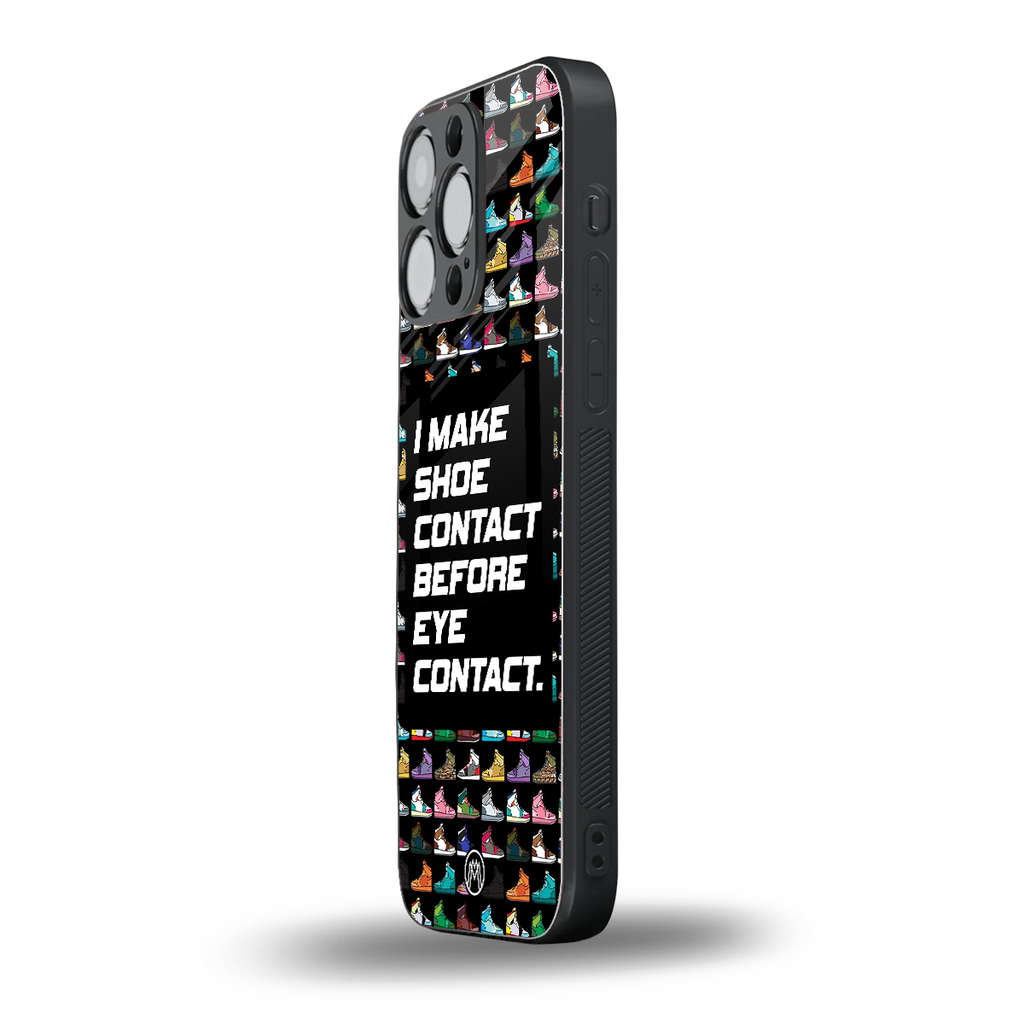 shoe contact back phone cover | glass case for iphone 16 pro max