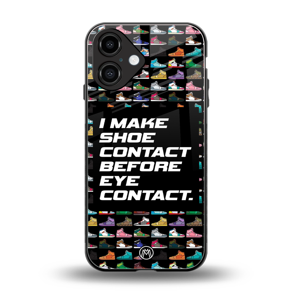 shoe contact back phone cover | glass case for iphone 16