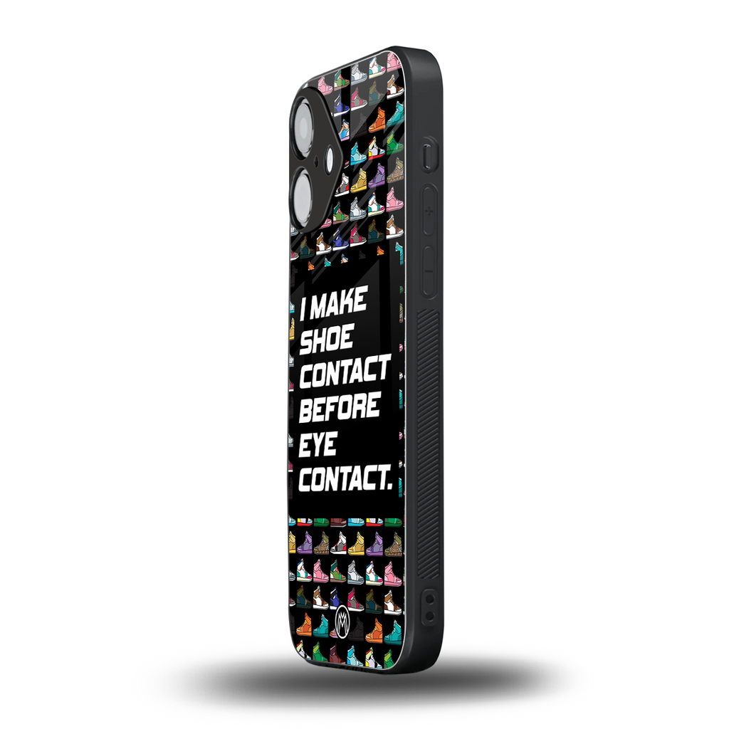 shoe contact back phone cover | glass case for iphone 16