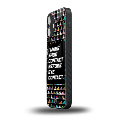 shoe contact back phone cover | glass case for iphone 16