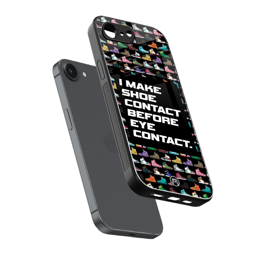 shoe contact back phone cover | glass case for iphone 16e