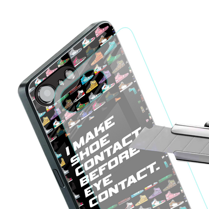 shoe contact back phone cover | glass case for iphone 16e