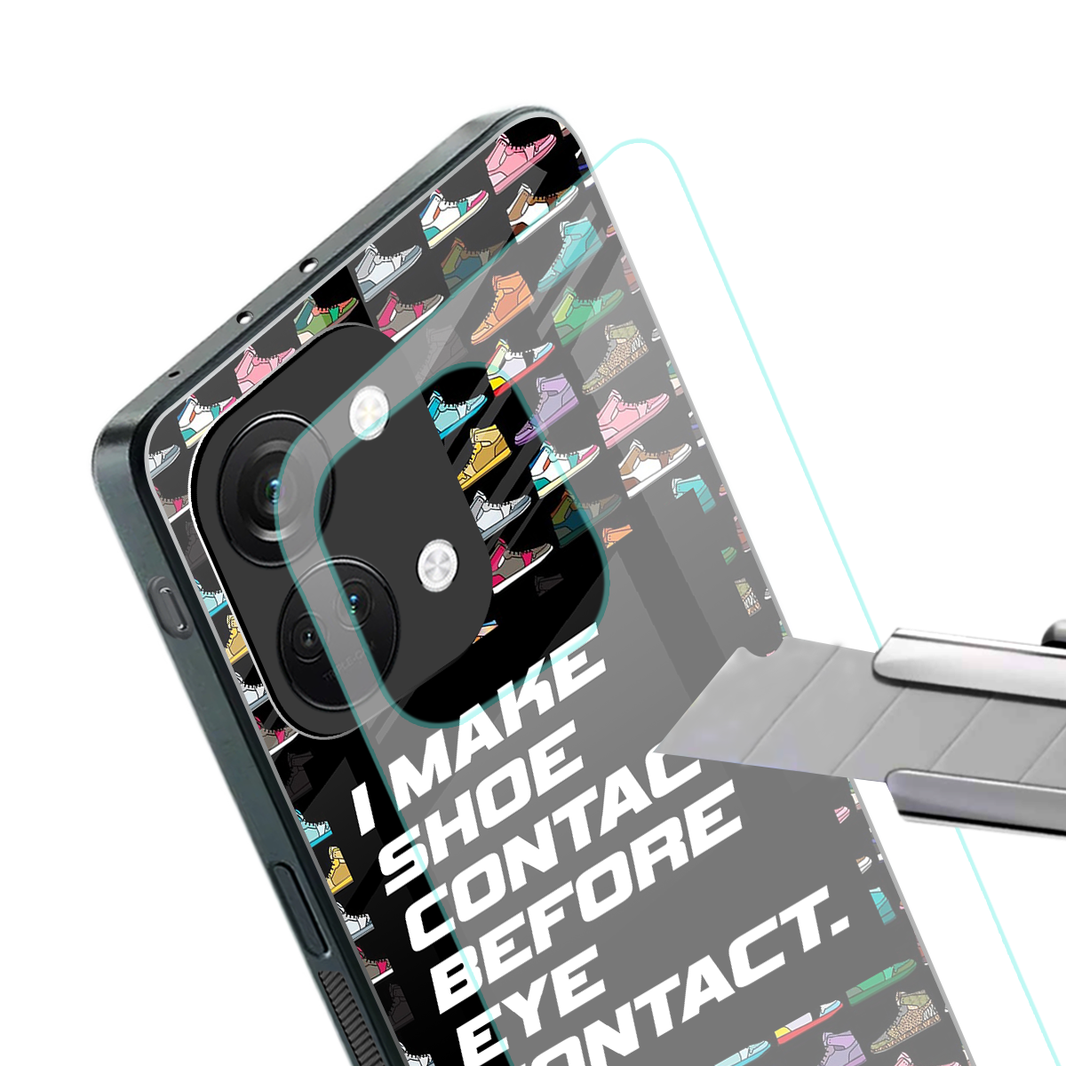 shoe contact back phone cover | glass case for oneplus nord 3