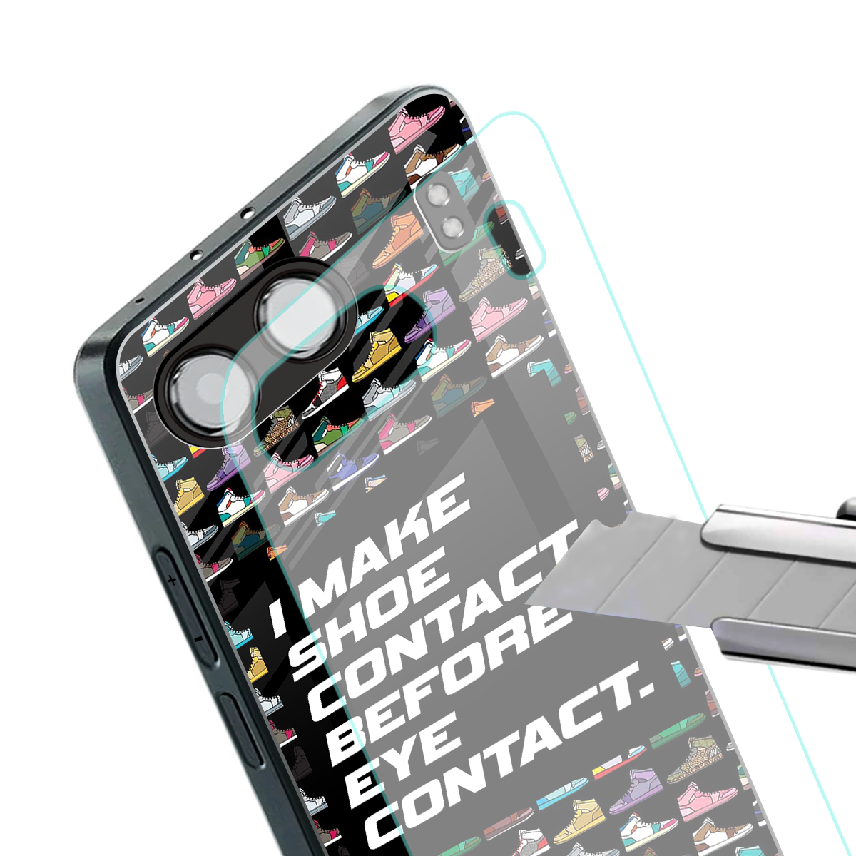 shoe contact back phone cover | glass case for oneplus nord 4