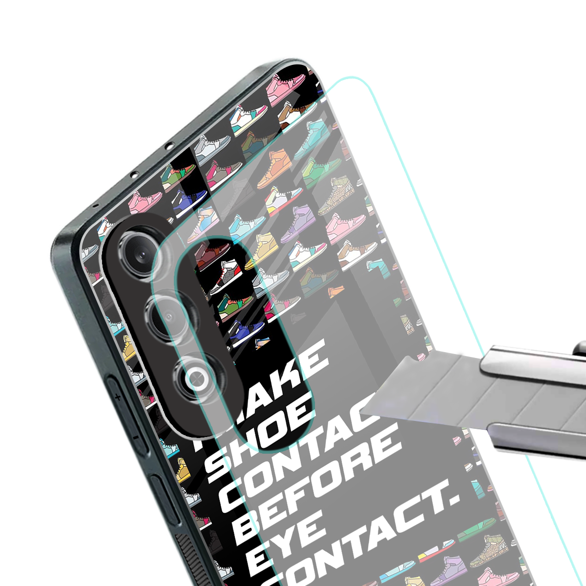 shoe contact back phone cover | glass case for oneplus nord ce 4
