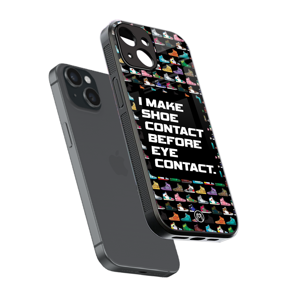shoe contact back phone cover | glass case for iphone 15